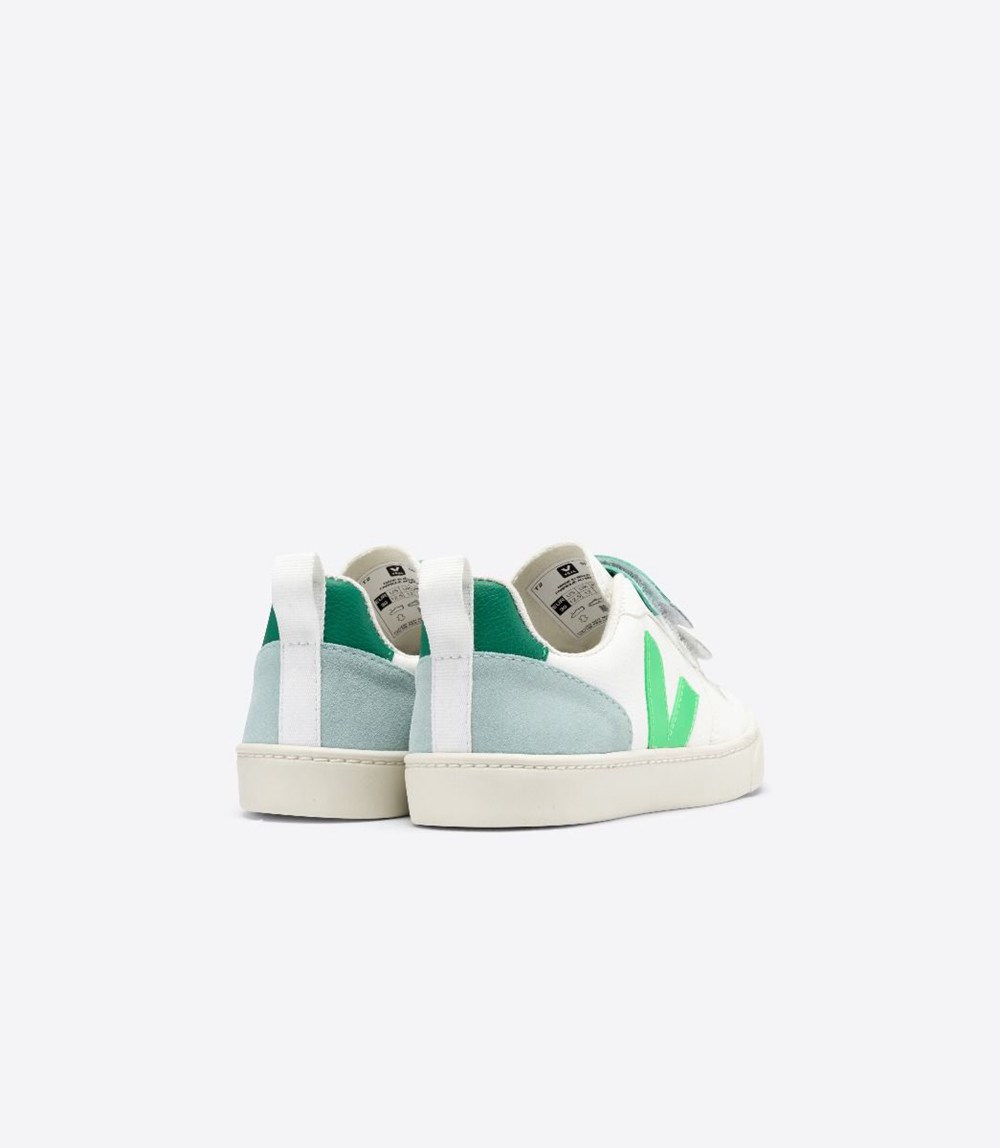 Veja Trainers Kids White/Green - V-10 Velcro Chromefree - DTEO-84051